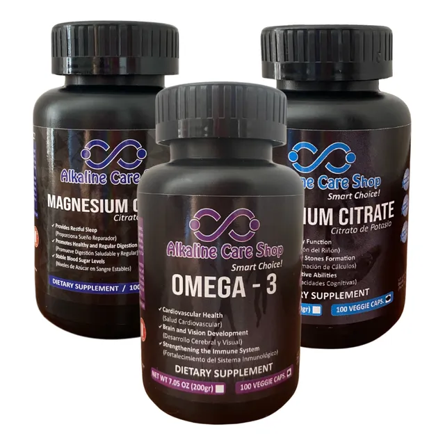 Citrato De Potasio, Magnesio Y Omega3 Pack 300 Cápsulas Natural