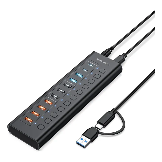 Hub Adaptador Acasis Multi-puerto De 11puertos Usb 3.0 Color Negro