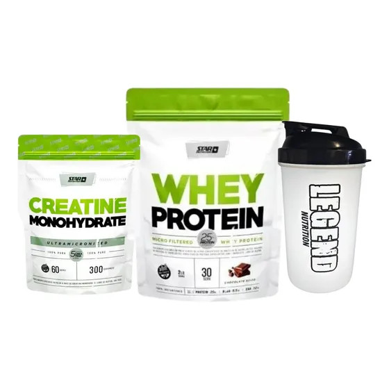 Star Nutrition Whey Protein Sabor Chocolate 908g Creatina Doypack 300g Vaso Legend 600ml