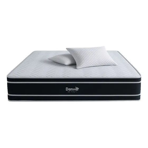 Colchón Semiortopedico Danvar Euro Pillow 140x190cm Color Blanco/negro Doble