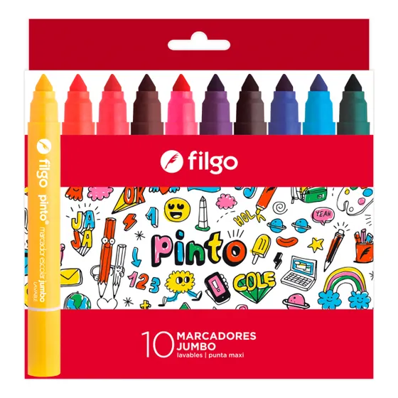 Marcadores Gruesos Filgo Jumbo Para Niño Dibujar Pintar X10