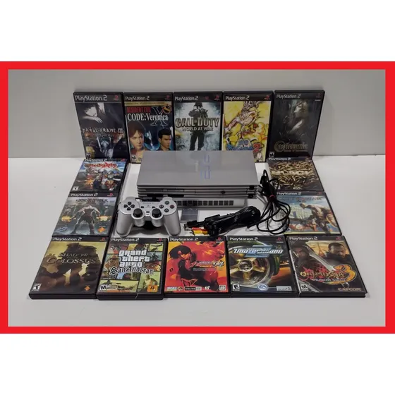 Sony Playstation 2 Fat Prata Com Matrix, 14 Jogos E Memory Card