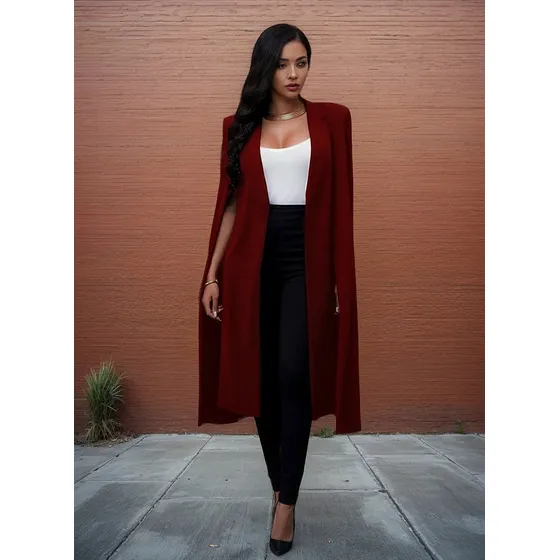 Blazer Capa Largo Slim Abrigo Chaqueta Chaqueta Split