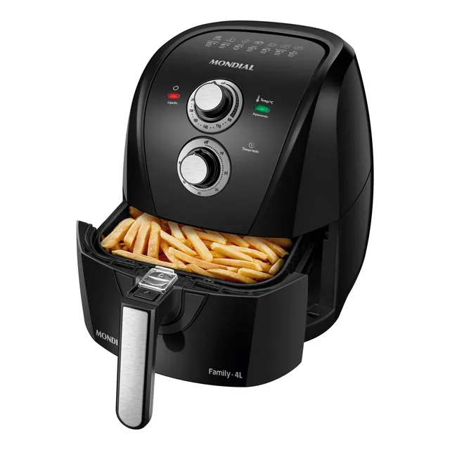Fritadeira Sem Ăleo Air Fryer 4l Mondial, Preto/prata 1500w Afn-40-bfs Fritadeira Sem Ăleo Air Fryer 4l Mondial, Preto/prata 1500w Afn-40-bfs