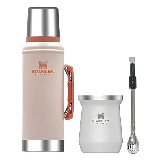 Kit Termo Rosa Stanley 940 Con Mate Y Bombilla Stanley Color Blanco