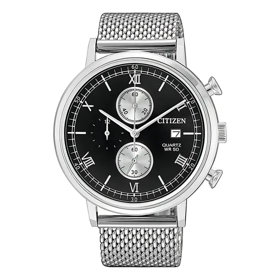 Relógio Citizen Masculino Cronógrafo Tz21143t Aço Quartz Cor da correia Prata Cor do bisel Prata Cor do fundo Preto