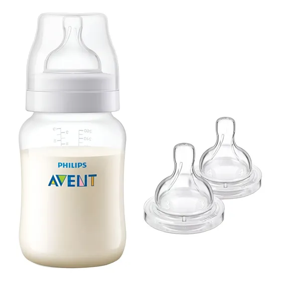 Mamadera Anticolic Philips Avent 260ml Tetinas +1m +3m +6m Color Transparente Anti-colic