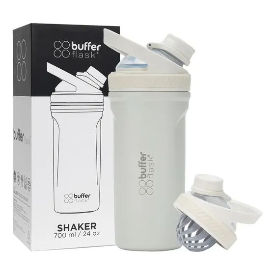 Shaker Vaso Proteina Mezclador Termico Buffer Acero Inoxidable 700ml Ivory