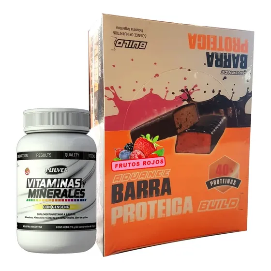16 Barras Proteicas 50g Build Vitaminas Pulver Snack Energía