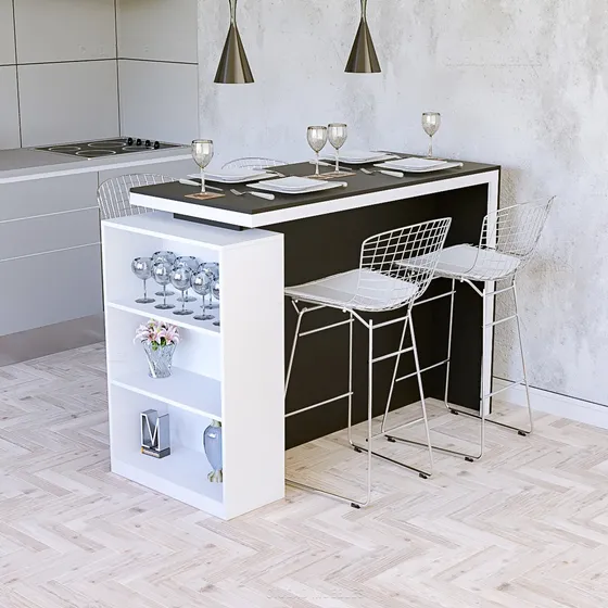 Mesa Alta Desayunador De Cocina Para 4 Personas 150x60 Cm