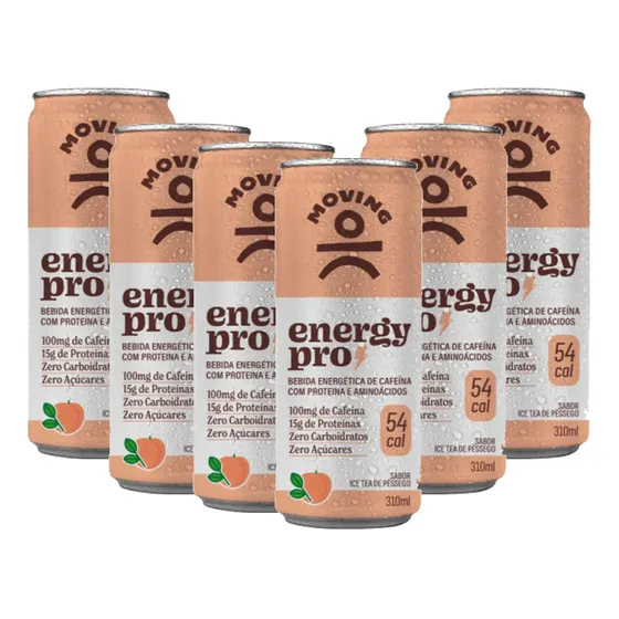 Pro Moving Ice Tea Pêssego Bebida Proteica 100mg Cafeína