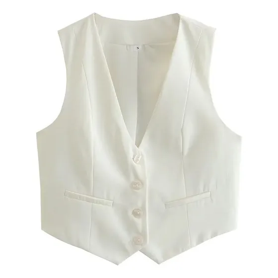 Chaleco Tipo Blazer Mujer Formal Casual Vestir Slim Cut
