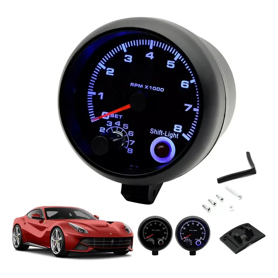 Tacómetro Universal 3.7 In 08000 Rpm Para Auto