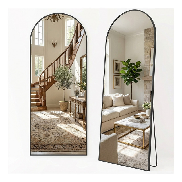Espelho 173x62cm Corpo Inteiro Arqueado AlumĂnio Grande Luxo Preto Espelho 173x62cm Corpo Inteiro Arqueado AlumĂnio Grande Luxo Preto