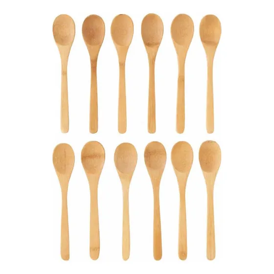 Cucharas De Cocina De Madera Just Home Collection 298384 Pack Por 12 Unidades Con Mango De Color Marrón Claro