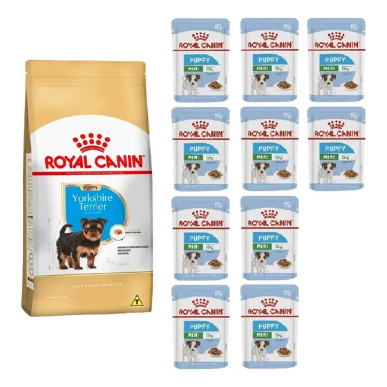 Kit Yorkshire Puppy 2,5kg E 10 Sachês Mini 85g Royal Canin