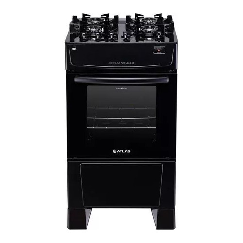 Fogão 4 Bocas Gás Mônaco Top Glass Preto Atlas 127v/220v Fogão 4 Bocas Gás Mônaco Top Glass Preto Atlas 127v/220v
