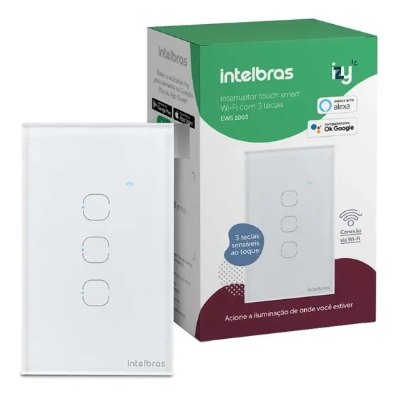 Llave De Luz Intelbras Touch Wifi X3 Ews 1003 Br Izy Blanco