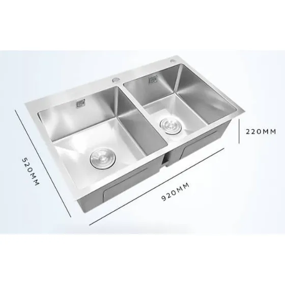 Lavaplatos Acero Inoxidable 92 X 55 Cms Doble Tina 