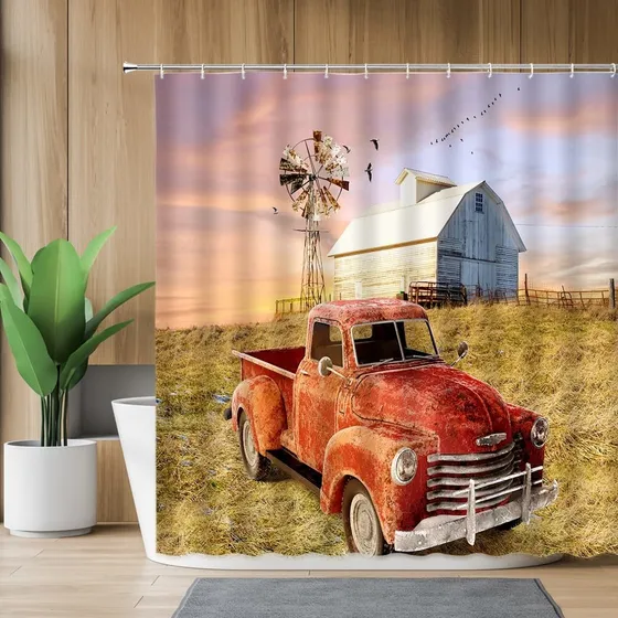 Cortina Ducha Vintage Estilo Campestre Para Camion Diseño