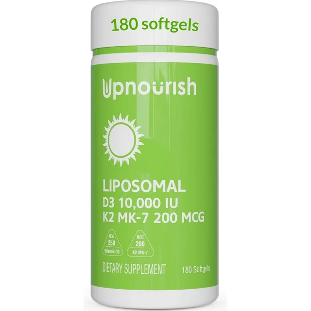 Vitamina K2 10000 Ui D3 Y K2 Mk-7 200 Mcg Upnourish Sabor Sin Sabor