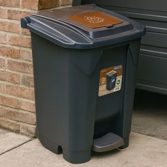Cesto \u002F Tacho Basura, Contenedor De Residuos, Papelera 60lts Color Negro c\u002FTapa Organicos | Cuotas sin interés