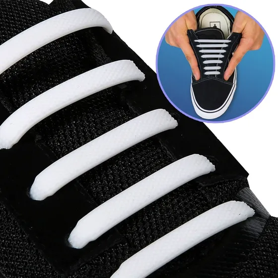 Cordones Para Zapatillas Elásticos Silicona Adultos Y Niños Color Blanco