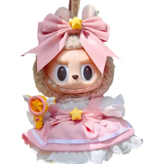 Ropita Para Muñeco Labubu Vestido Con Moño Y Varita