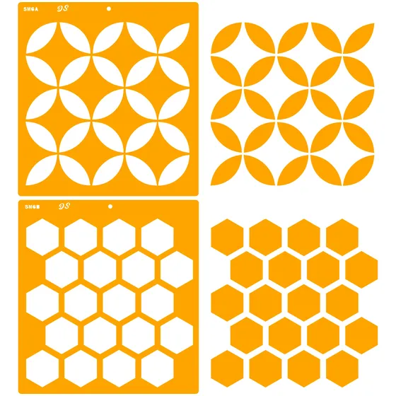 Stencils Decorativos Geométrico Hexágono Pared 30x30 X 2dise