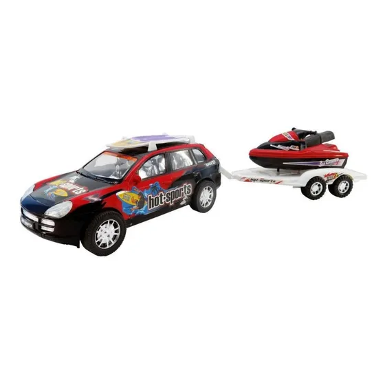 Auto De Juguete Camioneta Grande Con Trailer Moto Acuatica