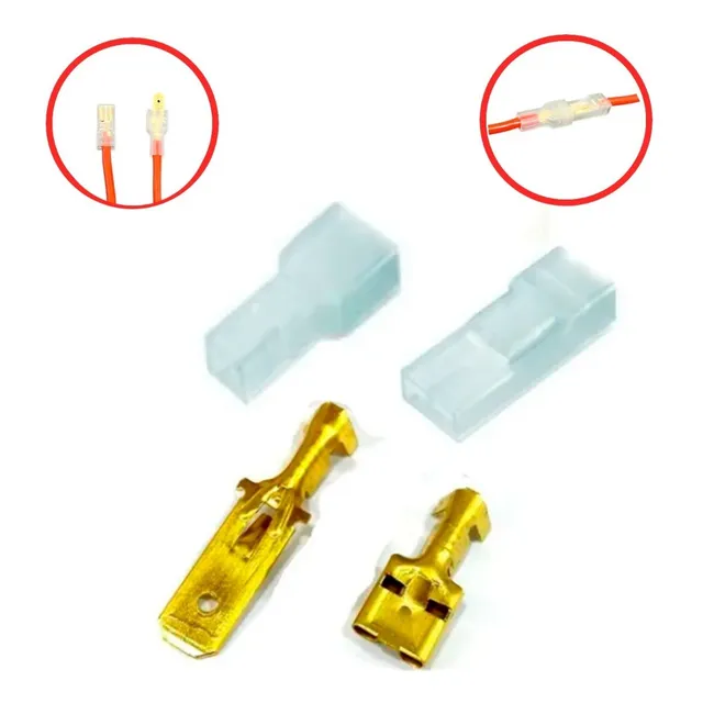Kit Terminal Encaixe Femea 6,3mm + Macho 6,3 + Capas Isolant