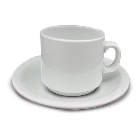 Set 6 Taza Desayuno Con Plato Porcelana Con Sello Tsuji 
