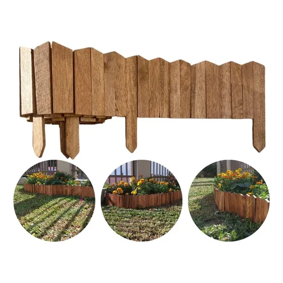 Kit 5 Metros Cerca De Jardim Madeira Limitador Divisor