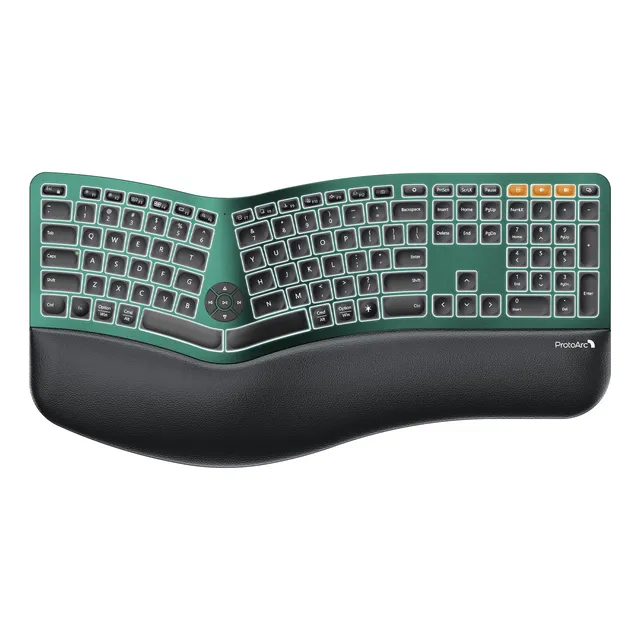 Teclado Ergonomico Full Size Bluetooth Protoarc Ek01 Verde