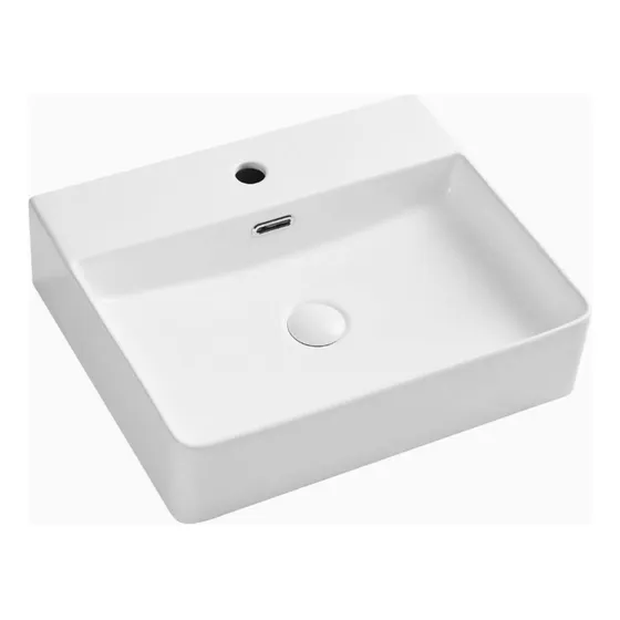 Bacha De Baño De Apoyo Rectangular Loza Blanca 46x42x15 Cm