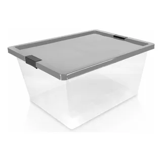 Caja Organizadora Con Broches Y Ruedas 55l Gris Caja Organizadora Con Broches Y Ruedas 55l Gris