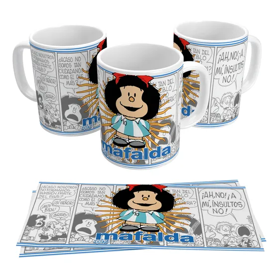 Taza Mafalda Argentina Conmemorativa 4k Art Blanco