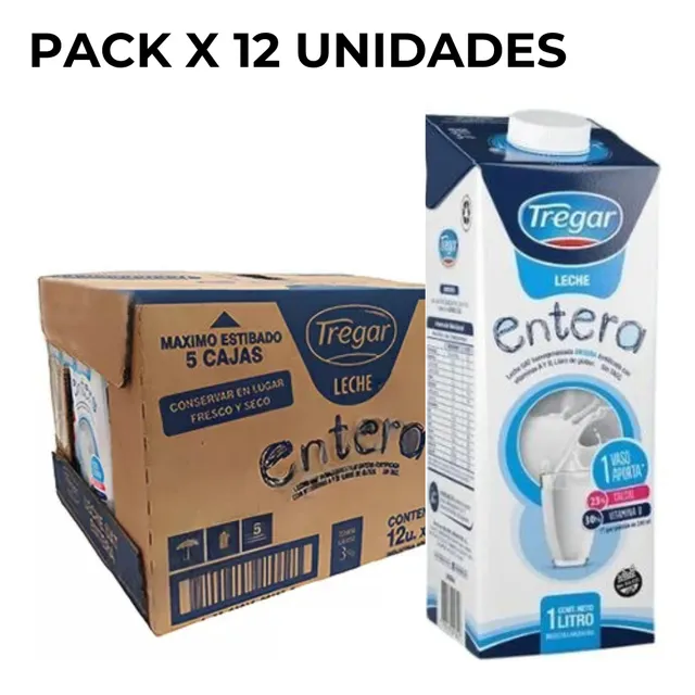Leche Entera Larga Vida Tregar X 12 Unidades