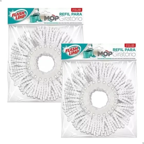 Kit 2 Refil Mop Giratório Fit 5010 Flashlimp Esfregão 35cm