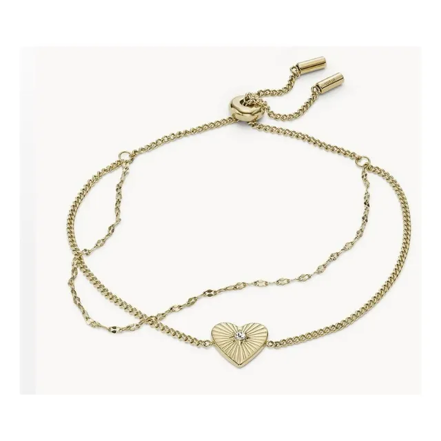 Fossil Pulsera De Acero Inoxidable Textured Heart (usa)