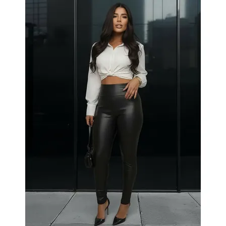 Legging Couro Fake Flanelada Peluciada Termica Modeladora