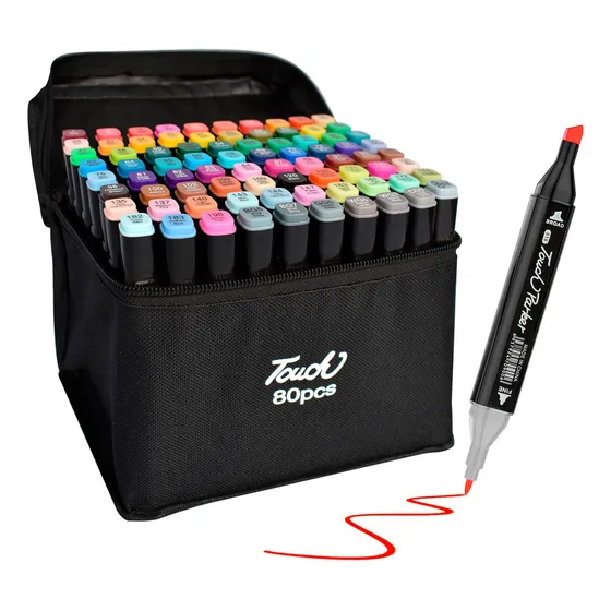 Set De 80 Marcadores Resaltadores Con Doble Punta + Estuche