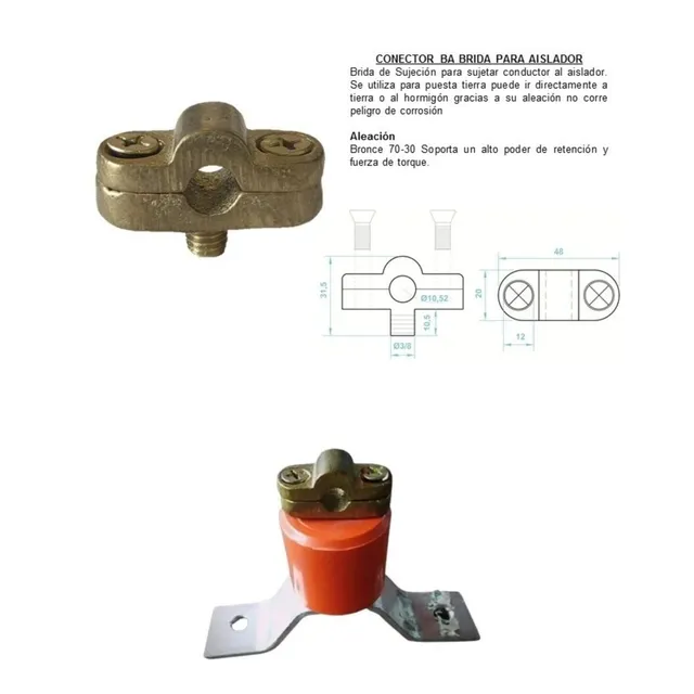 Aislador Ab-r Para Bajante De Pararrayos Y Puesta A Tierra