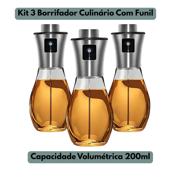 Spray Galheteiro De Azeite Vinagre E Óleo Universal Borrifador Culinário Kit 3 Pulverizador Dosador De Salada Temperos E Outros 200ml Gourmet Ak Acessórios