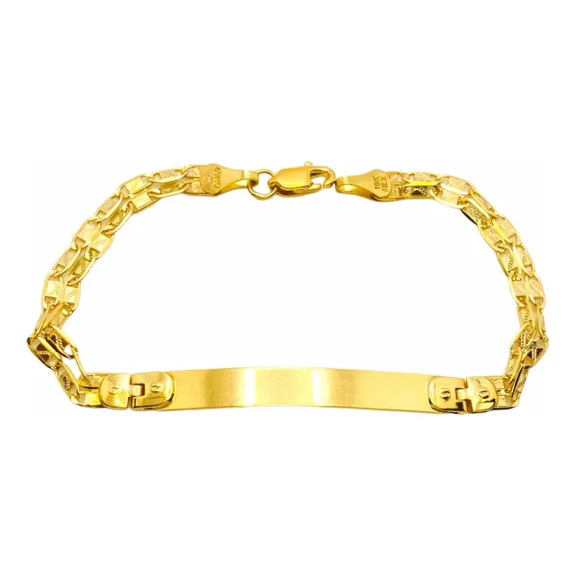 Pulsera Esclava Tejido Plano Doble Oro Florentino 10k 18.5cm