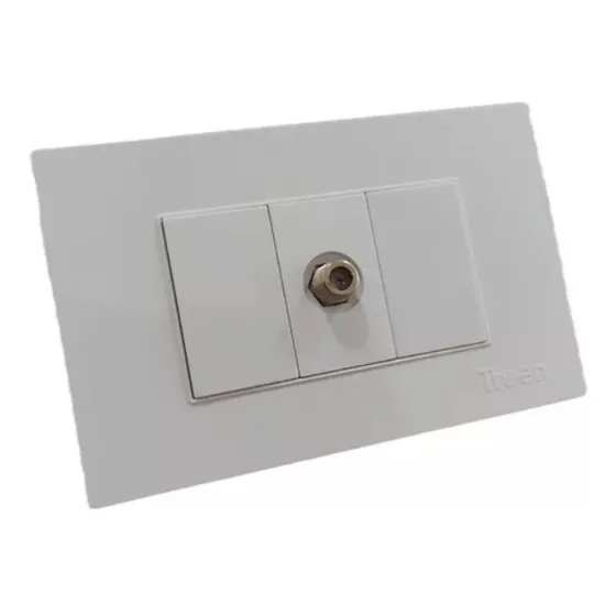 Toma Para Cable Coaxial Blanco Troen X 2 Unidad