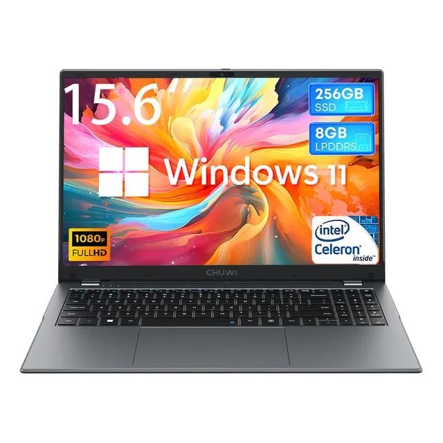 Chuwi Herobook Plus Laptop Color Plateada 15.6",12th Gen Intel Celeron N4020 8GB de RAM 256GB SSD 1920x1080px Windows 11 Home