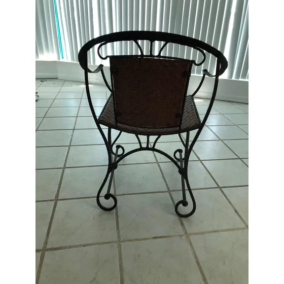 Silla Hierro Forjado Y Esterilla Para Salón.