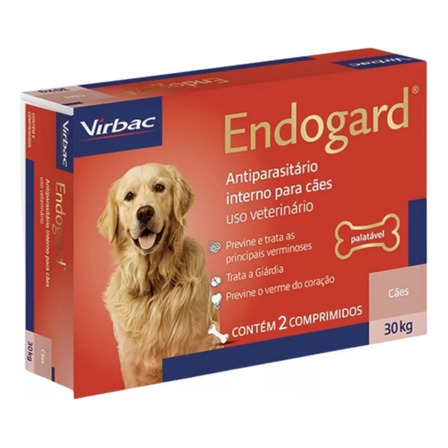 Endogard Vermífugo Para Cães 30kg C/ 2 Comprimidos - Virbac Endogard Vermífugo Para Cães 30kg C/ 2 Comprimidos - Virbac