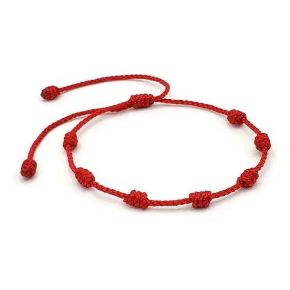 Pulsera 7 Nudos Hilo Rojo Buena Suerte Protección Iconic